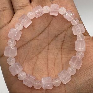 Rose Quartz Cube Crystal Bracelet 8mm